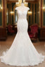 Tulle & Organza Bateau Mermaid Wedding Dress With Lace Appliques & Belt