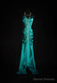 Turqoise Mermaid Halter Satin Beaded Long Prom Dress Retro V-Neck Rhinestone Evening Gown