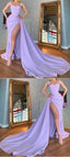 Unique Lilac Satin Mermaid Sexy Prom Dress Online Evening Formal Gown