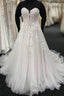 Unique Long A-line Lace Sweetheart Tulle Wedding Dress