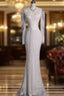 Unique Mermaid Off The Shoulder Long Sleeves Wedding Dress Sequin Brides Dress