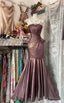 Unique Mermaid Strapless Glitter Satin Ball Dress Beautiful Birthday Evening Dress