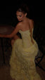 Unique Mermaid Sweetheart Yellow Lace Slit Prom Dress Long Party Dress 21St Birthday Outfits Graduation Dress