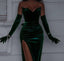 Unique Mermaid Sweetheart Dark Green Long Prom Dress With Gloves