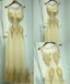 Unique Round Neck Lace Tulle Long Prom Dress, Evening Dress