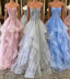 Unique sweetheart tulle lace long prom Dress, tulle evening Dress