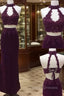 Unique Two Pieces Lace Applique Long Prom Dress, Lace Evening Dress