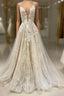 Unique V Neck Tulle Lace Long Prom Dress Lace Tulle Evening Dress