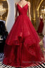 V Neck Burgundy Prom Dress, Wine Red V Neck Formal Evening Dress