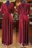 V-Neck Burgundy Velvet Long Bridesmaid Dress