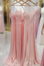 V Neck Chiffon Long Prom Dress Long Bridesmaid Formal Evening Dress