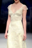 Vintage A Line Small Flying Sleeves Lace Satin Long Evening Dress Party Dress