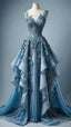 Vintage A Line Sweetheart Neck Chiffon Applique Long Prom Dress, Evening Dress