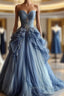 Vintage A-Line Sweetheart Chiffon Sequined Long Prom Dress Evening Dress