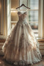 Vintage A-Line Sweetheart Neck Tulle Lace Long Prom Dress Applique Sweet Flower Formal Dress