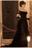Vintage Ball Gown Black Birthday Party Dress Off The Shoulder Prom Dress