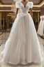 Vintage Ball Gown V Neckline Chiffon White Long Wedding Dress Brides Dress