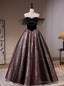 Vintage Black Off the Shoulder Beading Prom Dress