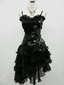 Vintage Black Straps Beaded Evening Dress Ruffled Homecoming Dress