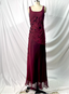 Vintage Burgundy 3D Beaded Flower Square Neck Chiffon Long Prom Dress Evening Dress