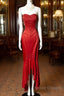 Vintage High Low Strapless Red Long Prom Gown Fairy Prom Dress