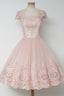 Vintage Knee-Length A-Line Pearl Pink Homecoming Dress With Lace