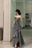 Vintage Mermaid Spaghetti Straps Gray Long Party Dresses Birthday Outfits