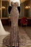 Vintage Mermaid Strapless Party Dress Long Sequin Prom Dress