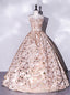 Vintage Pink Print Sweetheart Quinceanera Dress