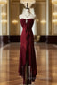 Vintage Red Mermaid Strapless Chiffon Prom Dress Graduation Prom Dress