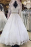 Vintage V Neck Tulle Wedding Dress Lace Appliques
