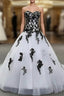 Weitese Formal WomenS Dress Strapless Beautiful White And Black Long Prom Dress Ball Gown Wedding Dress Prom Clothing