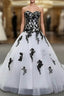 Weitese Formal WomenS Dress Strapless Beautiful White And Black Long Prom Dress Ball Gown Wedding Dress Prom Clothing