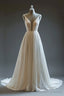 White A-Line Spaghetti Strap Chiffon Long Wedding Dress Simple Bridesmaid Dress