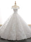 White Ball Gown Tulle Lace Appliques Off the Shoulder Prom Dress