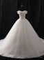 White Ball Gown Tulle Off The Shoulder Appliques Wedding Dress