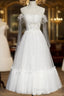 White Lace A-Line Tea Length Prom Dress