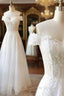 White Lace Off Shoulder Long Prom Dress White Lace Evening Dress