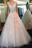White Lace Prom Gown, A-Line Tulle See Through Prom Dress, Formal Dress