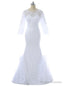 White Mermaid Long Sleeves Lace Long Dresses Mother Of The Bride Dresses
