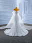 White Mermaid Sequins Pearls Wedding Dress