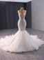 White Mermaid Straps Beading Prom Dress