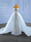 White Mermaid Tulle Sequins Beading Pearls Wedding Dress