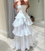 White Multi-Layer Evening Dress Long White Prom Gown