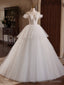 White Off Shoulder Tulle Lace Long Prom Dress, White Long Wedding Dress