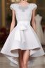 White Round Neck Lace Short Prom Dress, Lace Dress
