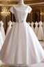 White Round Neck Tulle Retro Short Prom Dress, Bridesmaid Dress