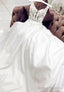 White Satin Lace Long Prom Dress, Wedding Dress
