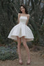 White Satin Short A-Line Prom Dress Homecoming Dress