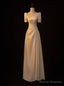 White Satin Short Sleeve Square Wedding Dress